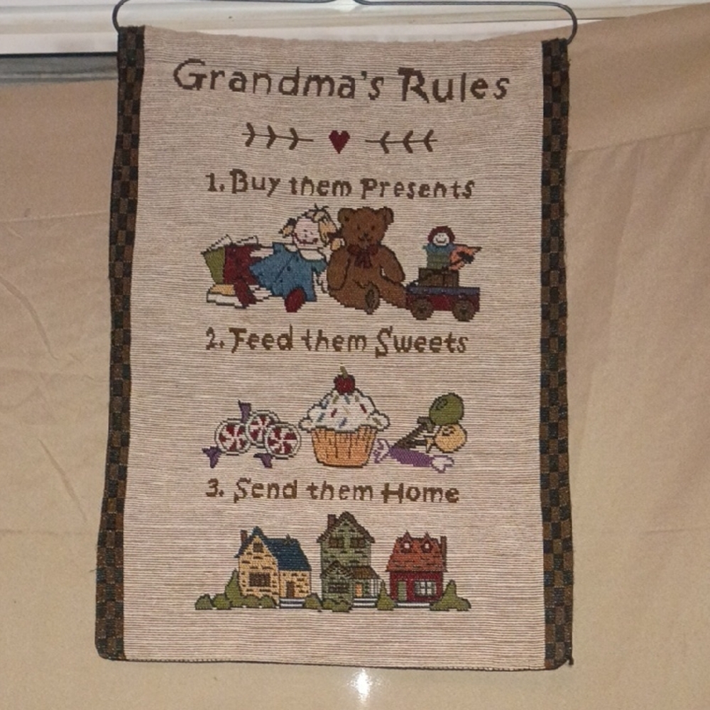 Grandma's Rules Tapestry Wall Hanging